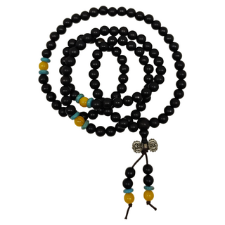 馥瑰馨盛 金剛黑檀木108顆串珠佛珠念珠 5MM 總長62CM, 黑色, 1條