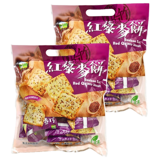 食材工坊 竹鹽紅藜麥餅, 全素, 超高膳食纖維, 竹塩風味更佳, 320g, 2袋