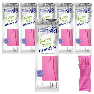 명진 손이편한 마이마이 고무장갑, 분홍, 대(L), 6세트