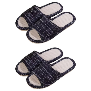 亞麻拖鞋, 黑色, 40~41, 2雙