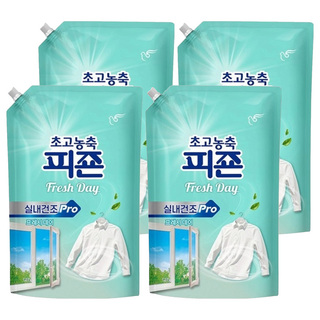 碧珍 超濃縮室內晾乾Pro衣物柔軟精 清新日 補充包, 4個, 1.7L