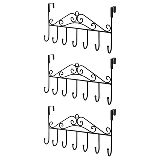 門後掛鈎七鉤 宮廷款, 黑色, 3個