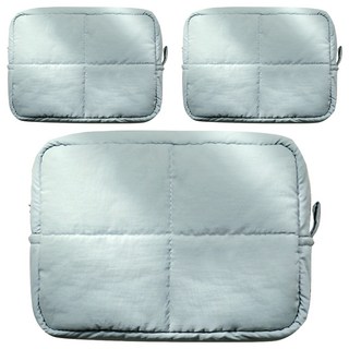 E.City 泡泡感立體厚棉化妝包, 3個, 粉藍色