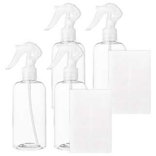 comet 噴霧分裝瓶 300ml 附標籤貼紙, 透明色, 4個