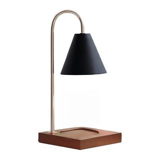 原木融蠟燈，浪漫時光，可調節溫度，安全無明火，大理石底座, 黑色