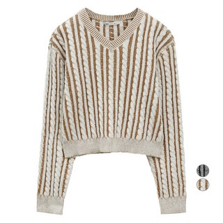 MIXXO 女款雙色麻花針織衫