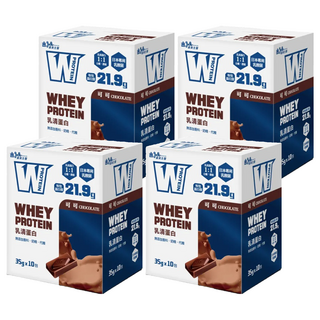 義美生醫 W PROTEIN 乳清蛋白飲 Set 10包, 分離濃縮乳清, 每包含21.9克蛋白質, 無添加香料奶精代糖, 可可口味, 4盒, 35g