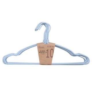 順崴 Shoenwei 圓弧凹肩浸塑衣架 PE塑膠+高錳鋼金屬 尺寸43.5x20.5cm, 顏色隨機, 10支