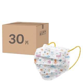 CHACER 佳和口罩 海底世界系列 幼童平面醫用口罩, 海馬黃, 1盒, 30片