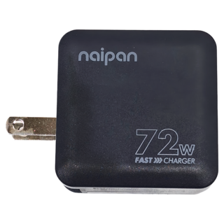 naipan 三孔GaN氮化鎵快充充電器 NS_72W 2C1A, 黑色, 1個