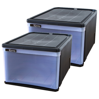 KEYWAY 抽屜整理箱 45L, 黑色, 2個