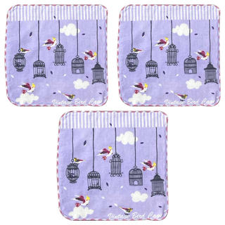 Gemini 双星毛巾 自由窗外紗布小方巾, 紫色 100%純棉 24*24公分, 3條