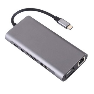 ANTIAN 11合1 Type-C 多功能HUB轉接器/筆電轉接頭/傳輸擴充集線器 4K HDMI/USB3.0擴展塢/mac轉接頭 BYL-2017 原廠保固, 1個, 灰色