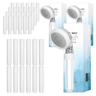 해피달링 수압 조절 3웨이 필터 샤워기 + 필터 12p 세트, 3개, 화이트