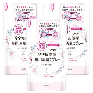 第一石鹼 FUNS布用消臭噴霧 補充包 清爽花香, 3包, 320ml