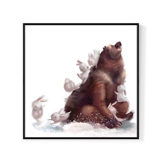 Boluo 菠蘿選畫所 熊爸爸的溜滑梯 ANCA4411D 40 x 40cm 木色 可愛動物居家裝飾掛畫