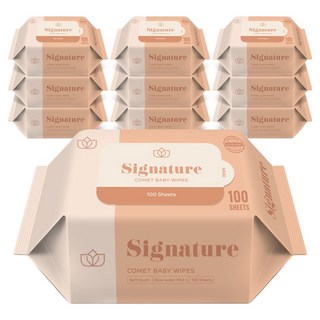 코멧 저자극 시그니처 아기물티슈 엠보싱 리필형 더마테스트 인증, 10팩, 100매, 55g
