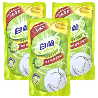 白蘭 清新檸檬洗碗精 補充包, 800g, 3包