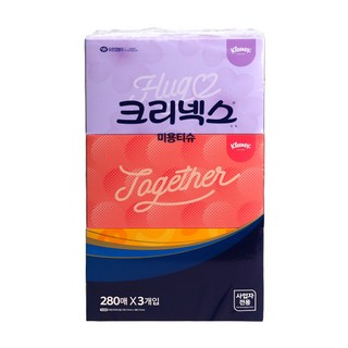 크리넥스 미용티슈 콤비 2겹 3입, 280매입, 3개