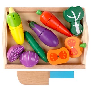 兒童磁性切水果蔬菜玩具 木製切切樂套裝 3歲以上兒童適用, 款式隨機, 1組
