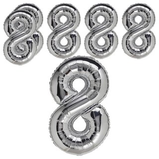 生活King 數字氣球 錫箔氣球 氣球佈置-32吋, 銀色8, 6個