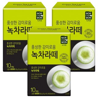 NOKCHAWON 綠茶園 綠茶拿鐵沖泡飲, 13g, 10條, 3個