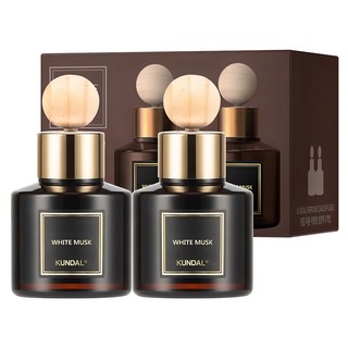 KUNDAL 昆黛爾 車用香氛組 擴香瓶 75ml 2入+木球擴香棒 2支, 白麝香, 1組