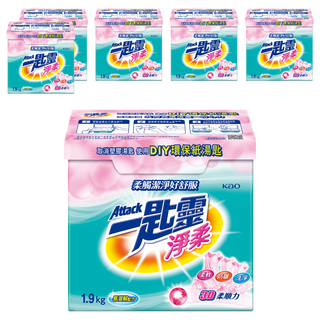 Attack 一匙靈 台灣公司貨 淨柔超濃縮洗衣粉, 1.9kg, 6盒