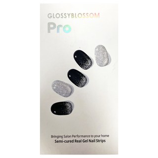 GLOSSYBLOSSOM Pro Black Dress 美甲貼紙 Set 28入, 純色亮粉, 玻璃珠光澤, 凝膠材質, 1組