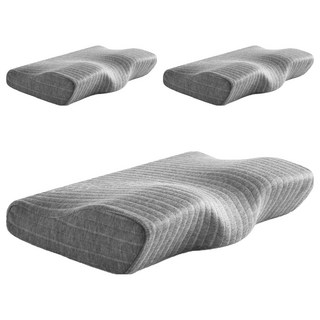 J-bedtime 床寢時光 3D釋壓止鼾透氣蝶型枕頭, 石磨烯 灰色, 3個