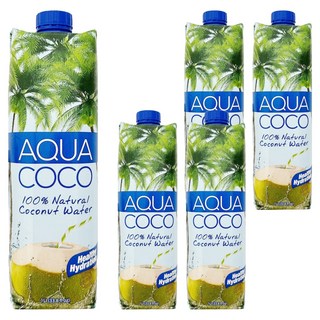 AQUA COCO 100%椰子水, 1L, 5瓶