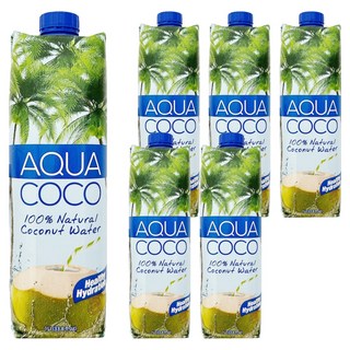 AQUA COCO 100%椰子水, 1L, 6瓶