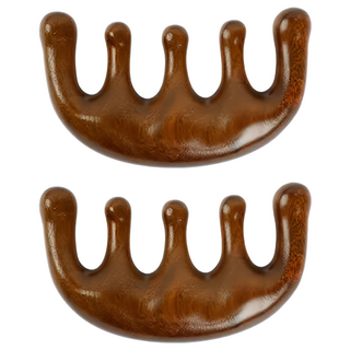 經絡按摩梳 五指球 大圓弧設計 360度無稜角, 1組, 咖啡色