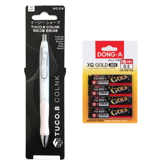 Tucobi COLNK Dr.Grip 舒適自動鉛筆 隨機出貨 + Dong-A Gold 自動鉛筆芯 0.5 HB 4入組, 1套, 0.5mm