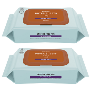 KUNDAL 昆黛爾 10倍高濃縮柔軟香氛烘衣紙 白麝香, 80張, 2包