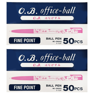 O.B. 歐布德 自動原子筆 櫻花圖案, 紅色, 100支