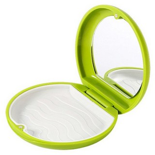 磁吸款隱形牙套盒，附鏡子, 綠色, 1個
