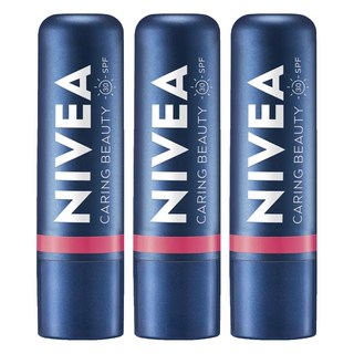 NIVEA 妮維雅 香榭紅唇輕吻護唇膏, 4.8g, 3支, 水光玫瑰粉