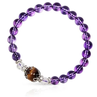 晶鑽手鍊, 紫水晶 + 虎眼, 5g