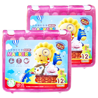 雄獅 奶油獅 彩色筆 可水洗安全無毒兒童彩色筆, 12色, 2盒