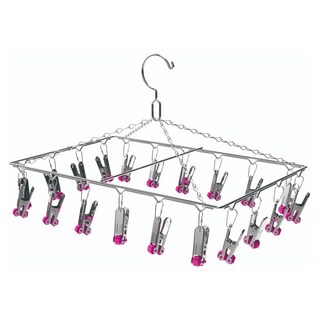巧夫人 秒收曬衣架 20夾 480g, 銀色 + 粉色