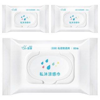 icon 愛康 私沐涼感巾 無酒精 私密肌適用 80抽, 3包, 432g