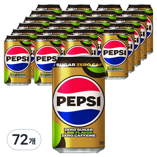펩시 제로 슈거 라임향 제로 카페인, 355ml, 72개