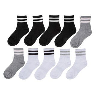 BASE ALPHA ESSENTIALS 女款條紋中筒襪10雙組