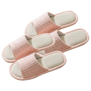 bebehome 小香風亞麻拖鞋, 粉色, 2雙