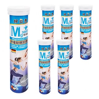好立善 鎂300發泡錠，幫助入睡，放鬆舒緩, 4g, 20顆, 6瓶