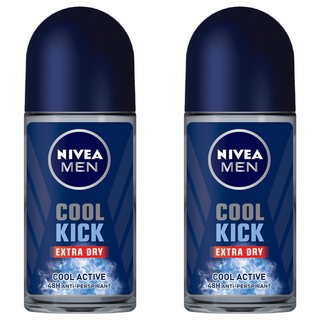 NIVEA 妮維雅 男士止汗爽身乳液 瞬間酷涼系列 激爽制汗 48小時 持久乾爽無異味, 50ml, 2瓶