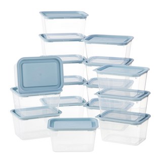 코멧 냉동밥 국용 전자레인지 사각 용기 블루 600ml, 16개, 단품
