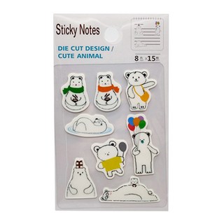 德德小品集 多款式 POP 小白熊的生活 便利貼, 可愛動物造型, 8 x 15 張, 不適用, 1組, #60588