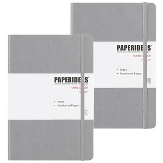 PAPERIDEAS A6 硬皮 188頁 點陣筆記本, 100g/m² 無酸紙, 槍灰, 2本
